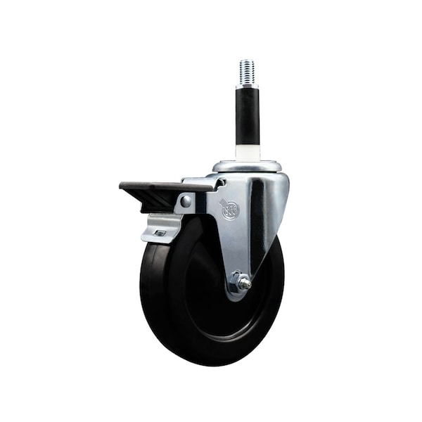 5'' Soft Rubber Swivel 7/8'' Expanding Stem Caster with Brake